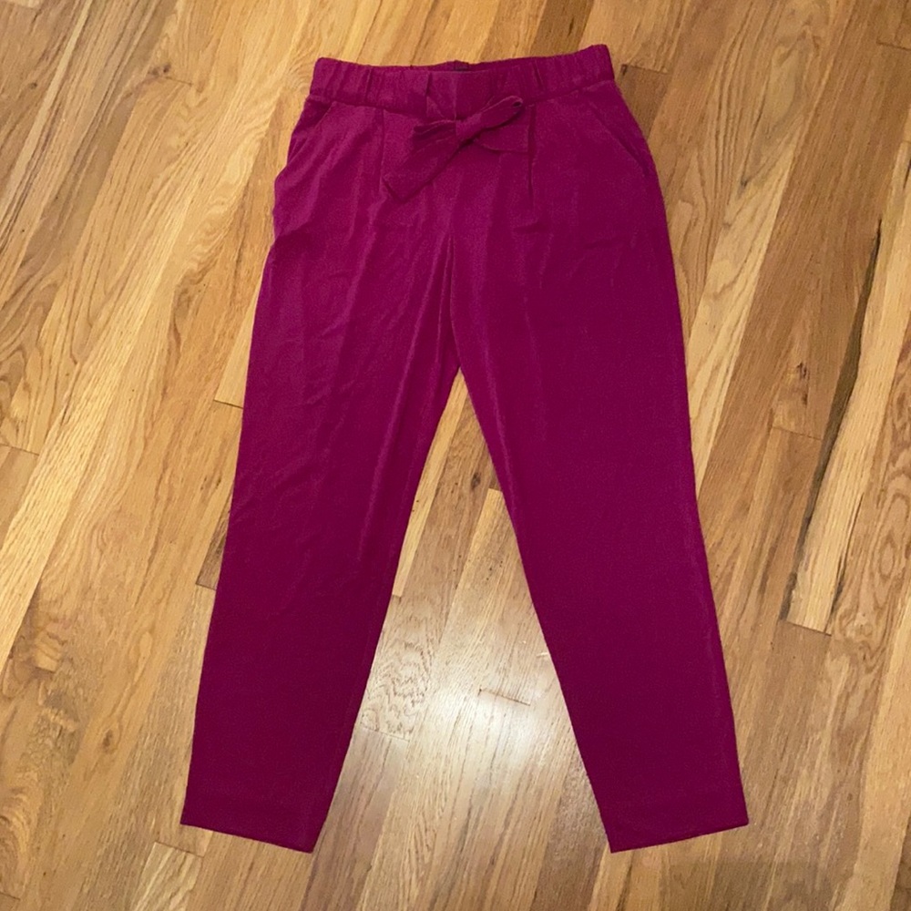 Magenta tie waist pants